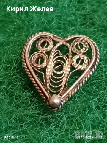 Винтидж бижу във формата на сърце филигранна изработка ювелирна изработка 52456, снимка 2 - Колиета, медальони, синджири - 52691722