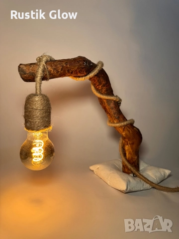 Ръчно изработена настолна рустик лампа, снимка 4 - Настолни лампи - 52185040