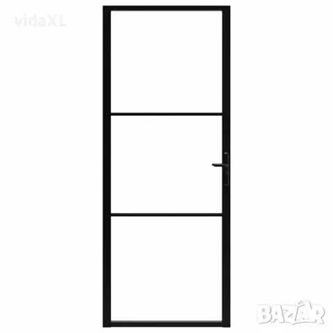 vidaXL Интериорна врата, ESG стъкло и алуминий, 83x201,5 см, черна, снимка 3 - Входни врати - 56146240