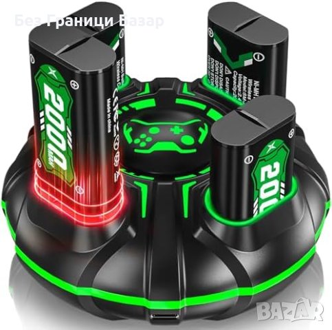 Нова Xbox Зарядна Станция + 4 Батерии 2000mAh за игри геймър