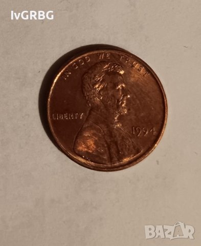 1 цент САЩ 1994 Линкълн 1 цент Америка 1994 , снимка 2 - Нумизматика и бонистика - 44466598