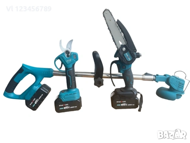 Комплект 3в1 акумолаторна Ножица, Резачка 15см с маслен филтър и Тример 36v 8.0a 