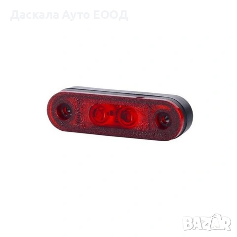 1бр. ЛЕД LED габарит – флаш с 2 СМД диода двойна черна основа 12-24V за ролбар ЧЕРВЕНИ, ПОЛША