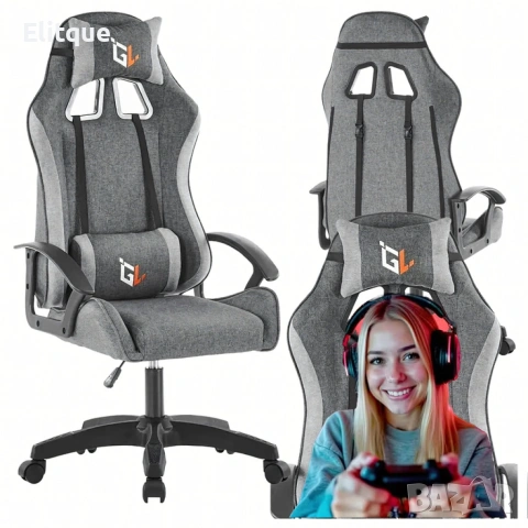 Ергономичен геймърски офис стол с лумбална и шийна опора – комфорт за игра и работа без умора, снимка 16 - Столове - 53049081