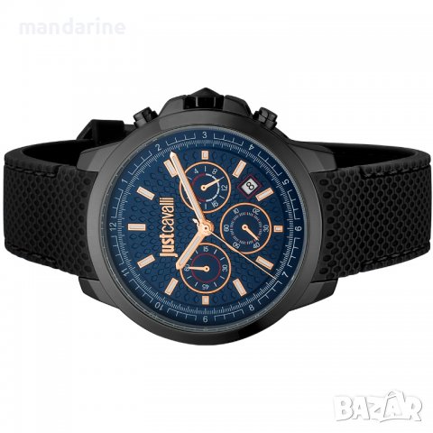 JUST CAVALLI 🍊 Мъжки часовник с хронограф "BLACK BLUE & GOLD" нов с кутия и 2г гаранция, снимка 4 - Мъжки - 39944823