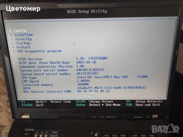 Лаптоп Lenovo ThinkPad T61, снимка 4 - Лаптопи за работа - 40376738