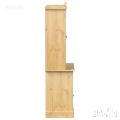 vidaXL Стъклен шкаф витрина Corona 100x48,5x179 см бор масив, снимка 5 - Бюфети - 56147469