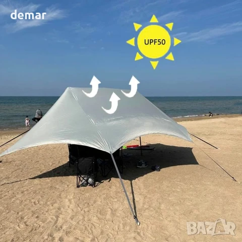 HipierFx 3x5m преносима плажна палатка с 2 пръта, къмпинг брезент за плаж, снимка 7 - Палатки - 51243547