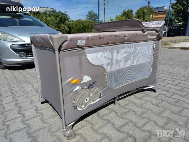 LORELLI Детска кошара на 2 нива с повивалник MOONLIGHT бежов, снимка 7 - Кошарки - 53565221