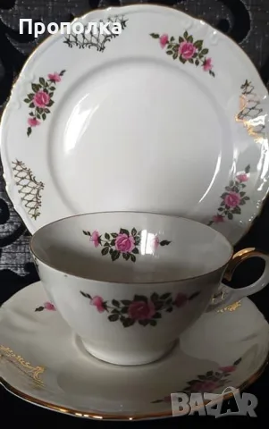 Немски, красив сервиз "Златна дантела с рози", снимка 8 - Сервизи - 56087433