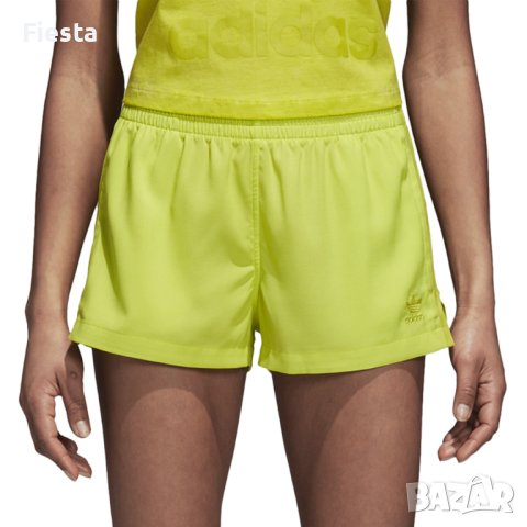 Adidas нови, оригинални, къси, спортни панталони Адидас в жълто-зелен неонов цвят