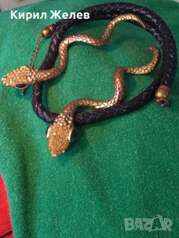 НЕОГОТИЧЕСКА ВИНТИДЖ АРТ ФИГУРАЛНА ЗМИЕВИДНА ОГЪРЛИЦА с БРОНЗОВИ ПОЗЛАТЕНИ ЗМИИ 16003, снимка 17 - Колиета, медальони, синджири - 41396411