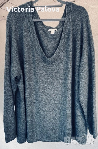 Хубав мек пуловер V-деколте plus size H&M, снимка 2 - Блузи с дълъг ръкав и пуловери - 52433486