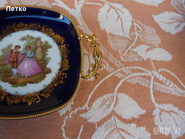 Стар рисуван порцелан LIMOGES 16 / 12 см бронзови дръжки, снимка 4 - Антикварни и старинни предмети - 53131537