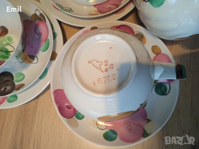 Стар Руски чаен сервиз от Дулевски Фарфор 1987г. Ръчно изработен , снимка 6 - Сервизи - 53843533