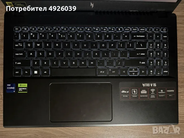 Геймьрски лаптоп Acer Nitro V 15
ANV15-51-93K6 - i9, RTX 4060, 16GB
RAM, 1TB SSD, снимка 3 - Лаптопи за игри - 55753006