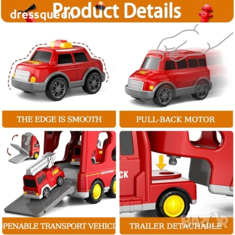 4787 Пожарен комплект 3-в-1: Гигантски камион, спасителен хеликоптер и подвижна стълба, снимка 6 - Коли, камиони, мотори, писти - 53712425