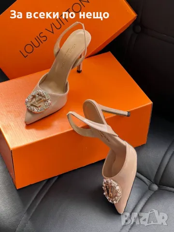 Louis Vuitton Дамски Бежови Сандали На Ток Луис Витон Код E211, снимка 2 - Дамски обувки на ток - 50410687
