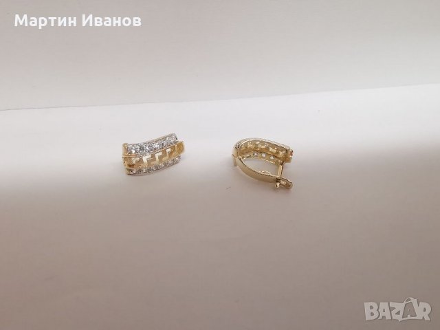 Златни обеци с цирконий 1, снимка 6 - Обеци - 35945126