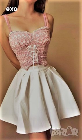 Секси къс топ , розов къс топ с бродерия, секси бюстие , розово бюстие , снимка 1