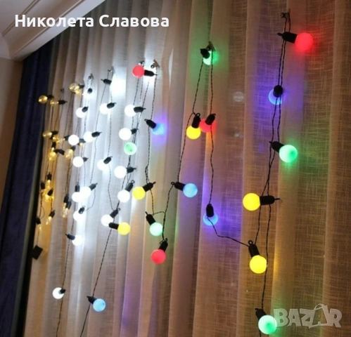 Гирлянд от цветни LED крушки – 5 метра, снимка 3 - Други - 51528566