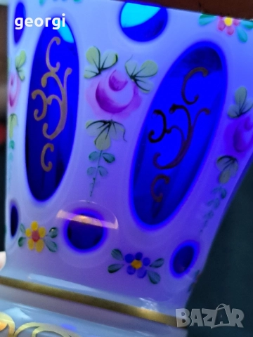 ваза Bohemia цветно стъкло с позлата , снимка 6 - Вази - 51941737