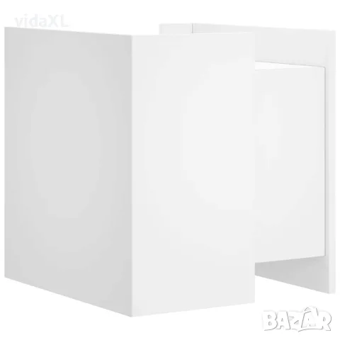 vidaXL Нощно шкафче, бяло, 45x50x50 см, инженерно дърво, снимка 6 - Шкафове - 56148260