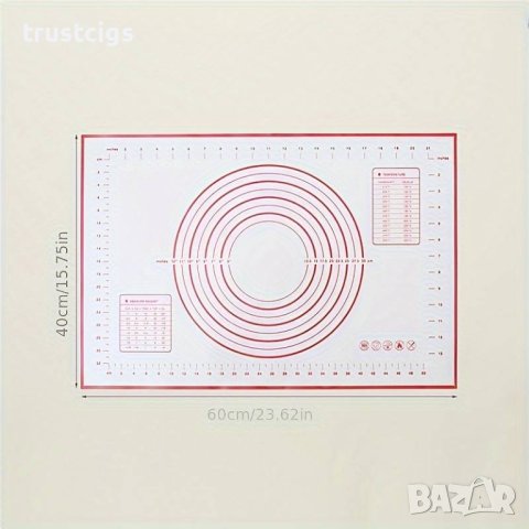 Силиконова подложка за месене и точене на брашно 60/40, снимка 7 - Аксесоари за кухня - 44501090