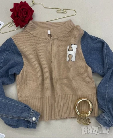 плетени пуловери с деним , снимка 3 - Блузи с дълъг ръкав и пуловери - 51174001