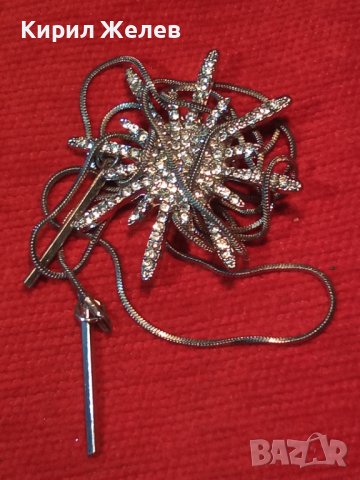 ЗВЕЗДОВИДЕН ПОСРЕБРЕН КРИСТАЛЕН АРТ МОДЕН МЕДАЛЬОН 25177, снимка 3 - Колиета, медальони, синджири - 35233025