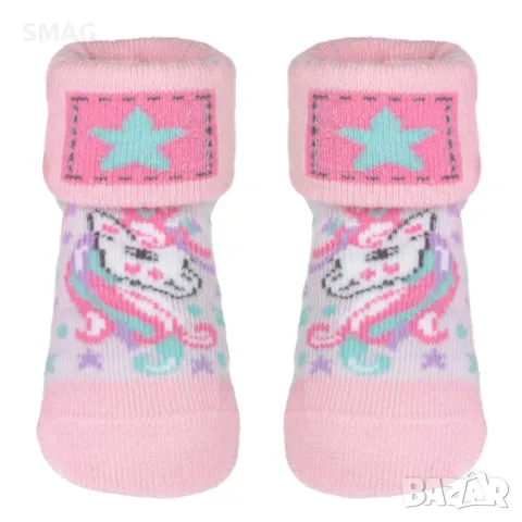 Бебешки чорапи Розови еднорози 0-6 месеца S_1234619, снимка 2 - Бебешки чорапи - 49894686