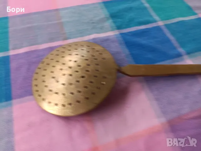 Месингова решетъчна лъжица, снимка 4 - Прибори за хранене, готвене и сервиране - 48492067