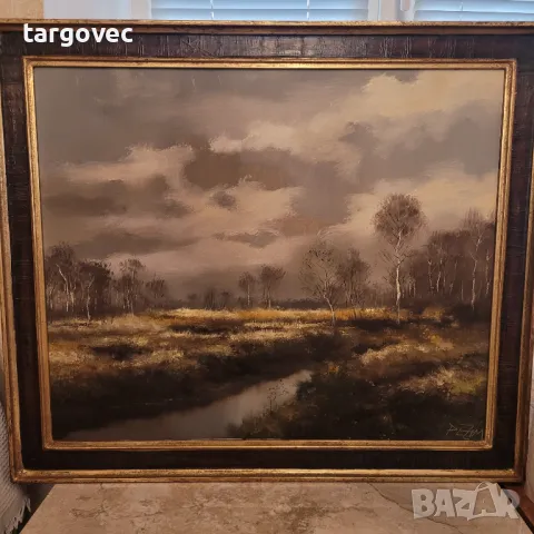 Прекрасна маслена картина немски автор, снимка 5 - Картини - 48470988