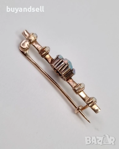 Златна брошка с опали, снимка 3 - Колиета, медальони, синджири - 53873868