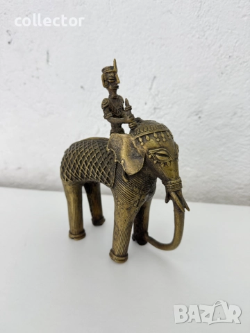 Стара индийска фигура на погонщик със слон. №7583