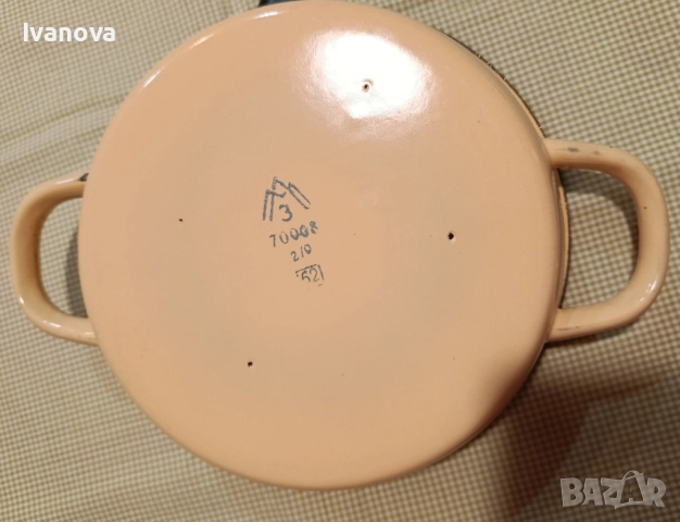 Малка емайлирана българска тавичка с дръжки, снимка 2 - Съдове за готвене - 52312820