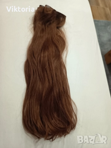 Европейска естествена коса 250гр.55см.с клипси, снимка 4 - Аксесоари за коса - 52525381