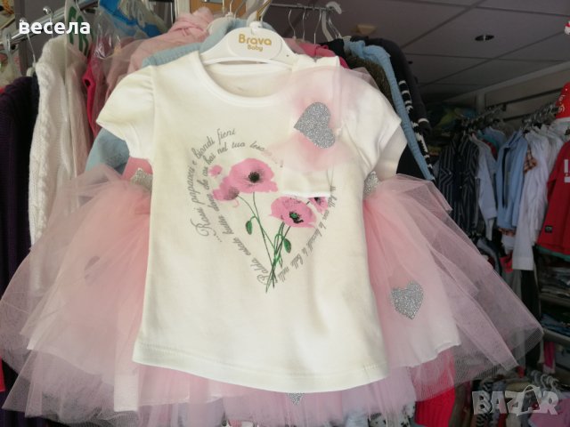 Пола от тюл, розов цвят и блузка за момиче 1год,2,3,4,5години., снимка 1 - Други - 40978518