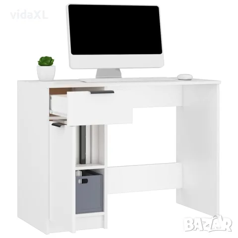 vidaXL Бюро, бяло, 100x50x75 см, инженерно дърво, снимка 5 - Бюра - 56147938