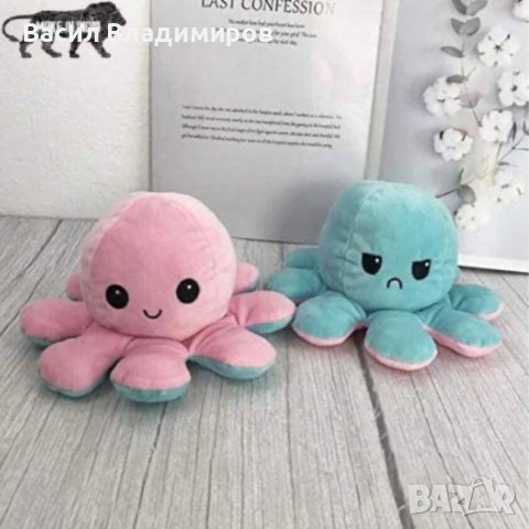 10 броя Плюшен октопод с две лица - МИКС ЦВЕТОВЕ, снимка 1