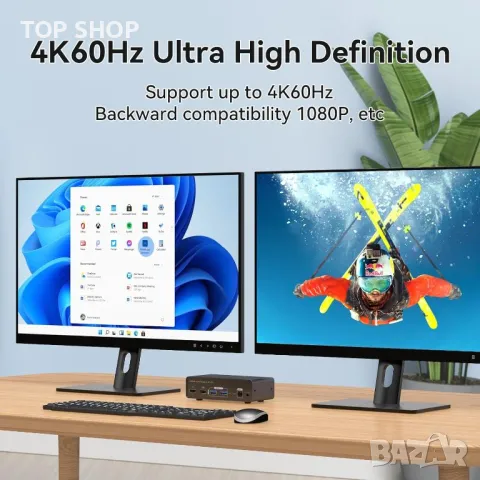 VEDINDUST KVM суич 2 монитора 2 компютъра 4K60HZ HDMI, 4 USB, настолен контролер, снимка 5 - Друга електроника - 49457602
