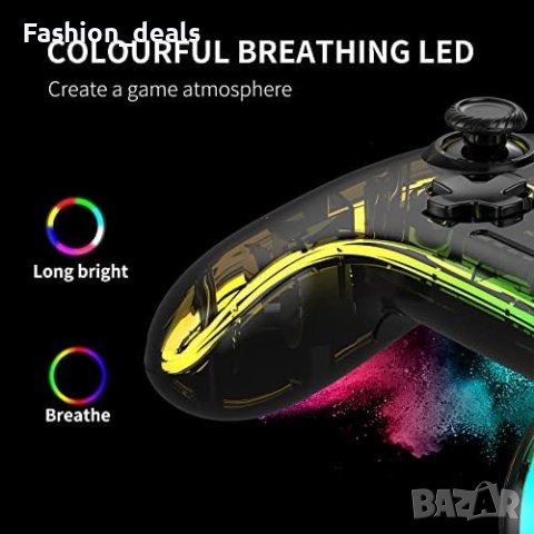 Нов безжичен контролер Switch Pro регулируема вибрация Цветен светодиод, снимка 2 - Други игри и конзоли - 42405007