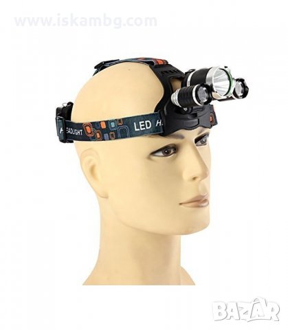 МОЩЕН ТРОЕН ЧЕЛНИК С 1 CREE LED+2 COB LED ДИОДА С МОЩНОСТ 3000LM 30W - код 1868, снимка 3 - Екипировка - 33977305