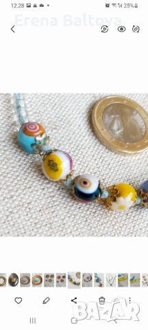  Стъкло  Мурано Колие обеци брошка, снимка 5 - Колиета, медальони, синджири - 53806161