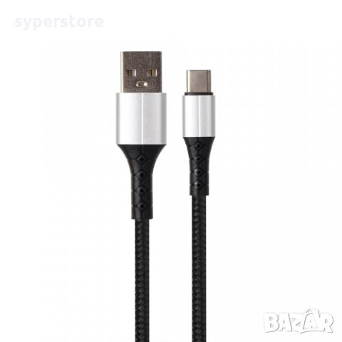 Кабел USB3.1 към USB Type C 1m Черна оплетка 3A Бързо Зареждане VCom SS001307 Cable USB/USB Type C M, снимка 2 - Кабели и адаптери - 34333246