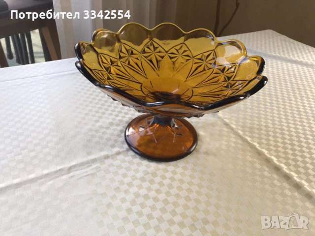 ФРУКТИЕРА,КУПА СТОЛЧЕ СТЪКЛО ДЕБЕЛО РЕЛЕФНО ОТ СОЦА, снимка 1