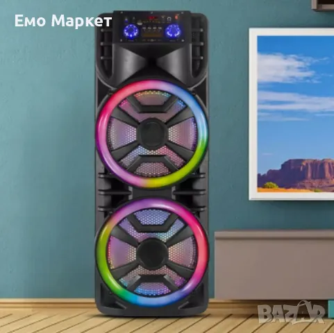 Караоке тонколона с два високоговорителя 2х12 инча XH-1689, снимка 5 - Bluetooth тонколони - 49276383