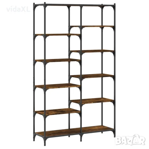 vidaXL Етажерка опушен дъб 100x32x170 см инженерно дърво и желязо, снимка 1 - Етажерки - 56148119