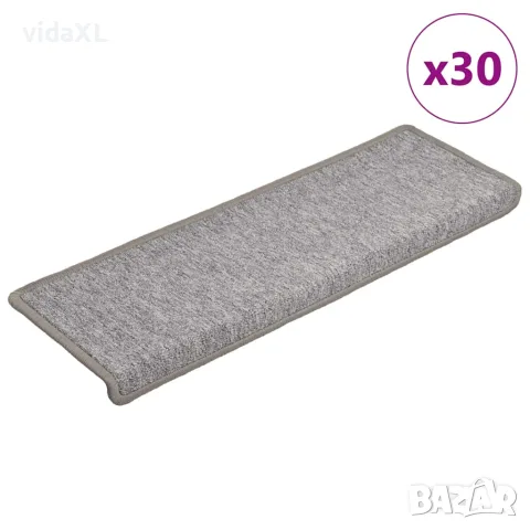 vidaXL Изтривалки за стълби, 30 бр., 65x21x4 см, светлосиви, с правоъгълен кант