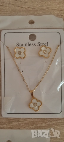 Обеци Van cleef. Колие Van Cleef, комплект бижута , снимка 5 - Гривни - 50713973